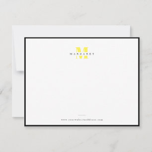 Elegant gul bokstav Enkel monogramnamn Anteckningskort