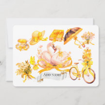 Elegant gul estetisk inbjudan – Vintage blommor