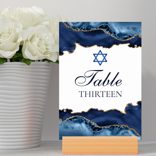 Elegant Gul Guld Agate Pub Mitzvah Party Bordsnummer (Skapare uppladdad)