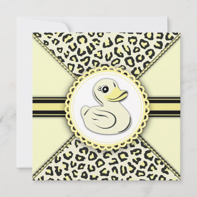 Elegant gul gummi anka baby shower inbjudningar (Framsida)