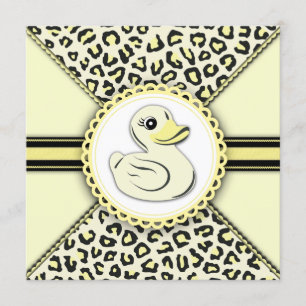 Elegant gul gummi anka baby shower inbjudningar