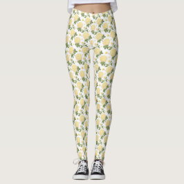 Elegant Gul Hydrangea Blommönster Leggings
