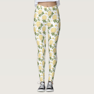 Elegant Gul Hydrangea Blommöster Mönster Leggings