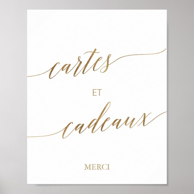 Elegant gul kalligrafi Cartes et Cadeaux Poster (Framsidan)