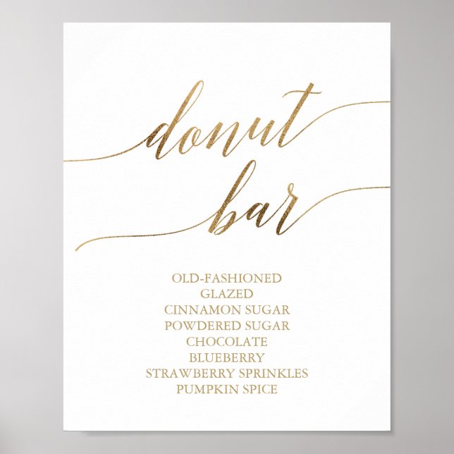 Elegant gul kalligrafi Donut Bar skylt (Framsidan)