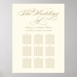 Elegant gul kalligrafi Elfenbensvit vigsel Kort Poster