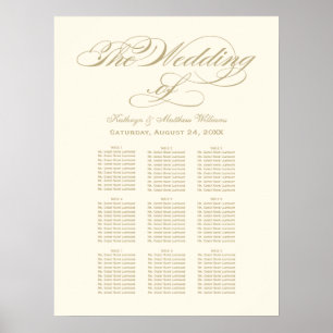 Elegant gul kalligrafi Elfenbensvit vigsel Kort Poster