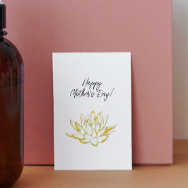 Elegant Gul Lotus Vattenfärg Mors Dag Julkort