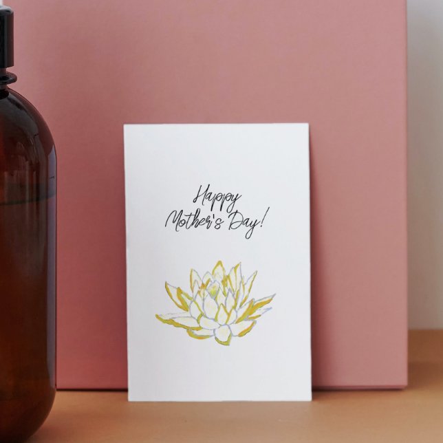 Elegant Gul Lotus Vattenfärg Mors Dag Julkort (Skapare uppladdad)