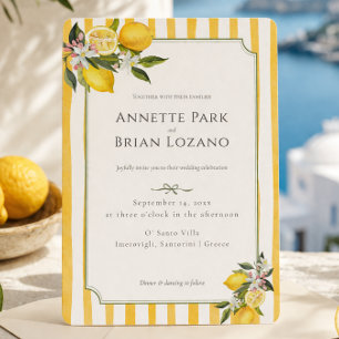 Elegant Gul Medelhavs Lemon Bröllop Julkort