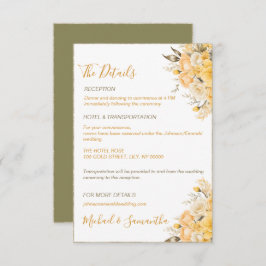 Elegant gul och elfenbensfärgad rosbröllop tilläggskort