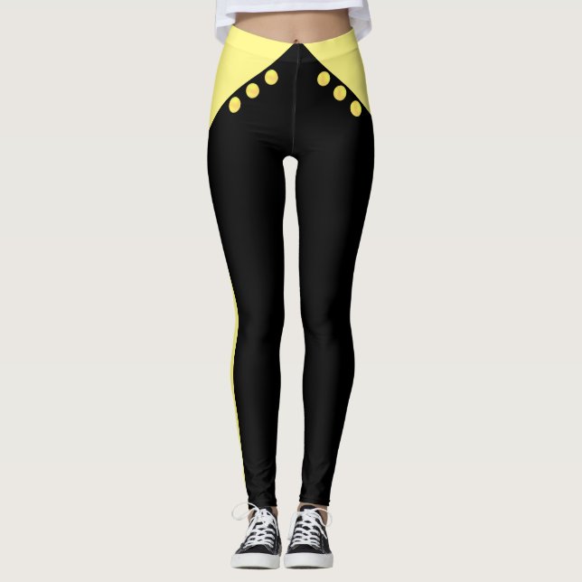 Elegant Gul och Svart Leggings (Framsida)