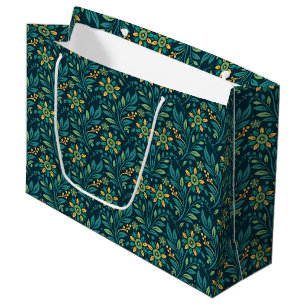 Elegant gul och turkos blommig mönsterdesign