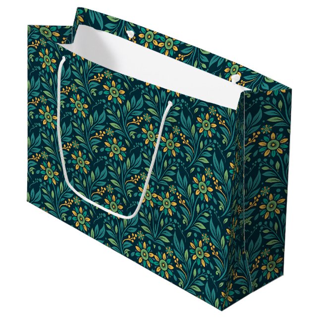 Elegant gul och turkos blommig mönsterdesign (Framsidan Vinklad)