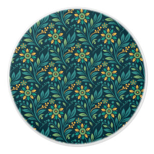 Elegant gul och turkos blommig mönsterdesign knopp
