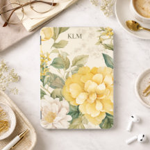 Elegant gul och vit blomster monogram