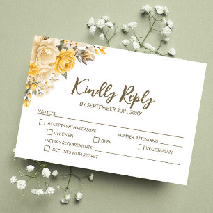 Elegant Gul ros Blommigt Bröllop OSA Kort