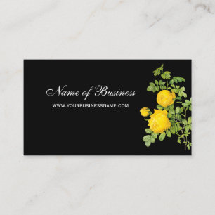 Elegant Gul ros Blommigt Professionell Black Visitkort