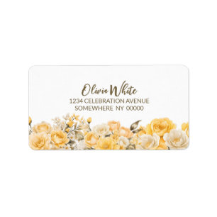 Elegant Gul ros Blommigt Returetiketter Adressetikett