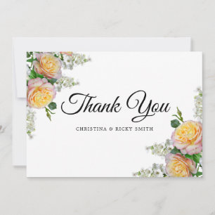 Elegant Gul ros Bouquet Flowers Bröllop Tack Kort