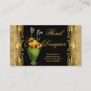 Elegant gul ros svart guld blommsteri visitkort