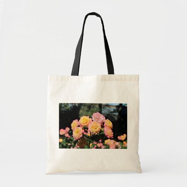 Elegant Gul ros Tote Bag Tygkasse (Framsidan)