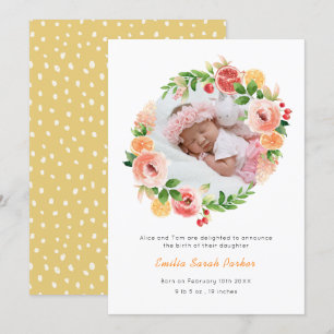 Elegant Gul ros WANAN Blommigt Fotofödelse Meddelande