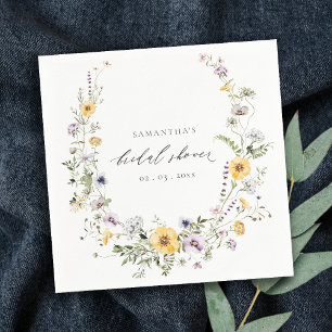 Elegant gul syren vildblomma krans bröllopsdusch pappersservett