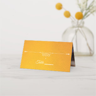 Elegant gul texturerad monogram bröllopsfoto placeringskort