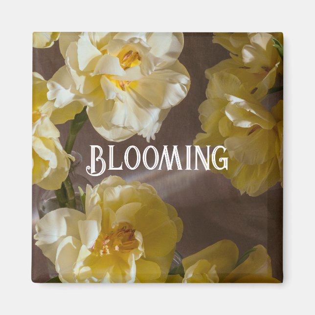 Elegant gul tulpan Blommig konst Magnet (Framsidan)