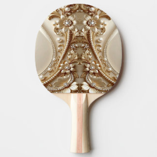 Elegant gul utsmyckad blomsterpingisracket pingisracket