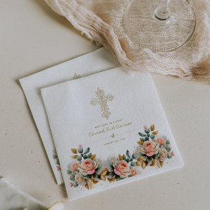 Elegant gul utsmyckad kors blomster dop pappersservett