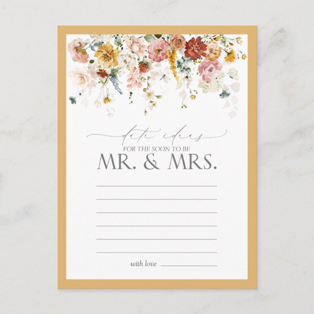 Elegant gul vildblomma akvarell datumidéer vykort (Framsida)