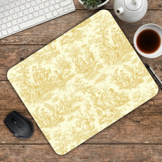 Elegant gul vintage fransk Toile de Jouy Musmatta
