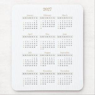 Elegant Guld 2027 Kalender Valfri bakgrundsfärg Musmatta