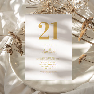 Elegant Guld 21:a födelsedag Inbjudningar