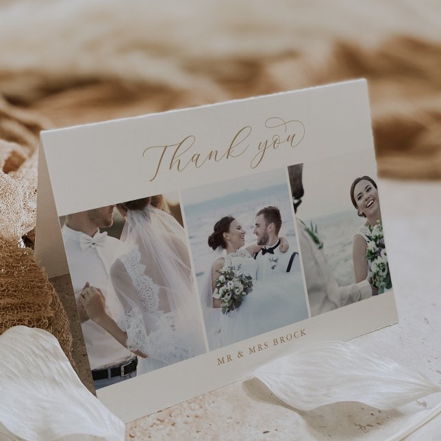 Elegant Guld 3-fotomall, mappad Tack Kort (Skapare uppladdad)