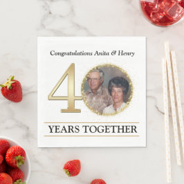 Elegant guld 40-årsjubileumsfoto pappersservett