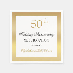 Elegant guld 50-års bröllopsjubileum pappersservett