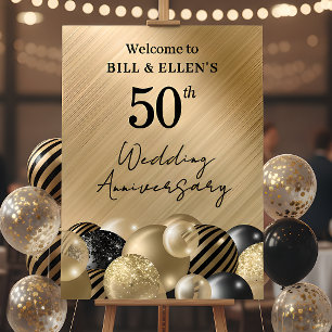 Elegant Guld 50-års bröllopsjubileum Poster
