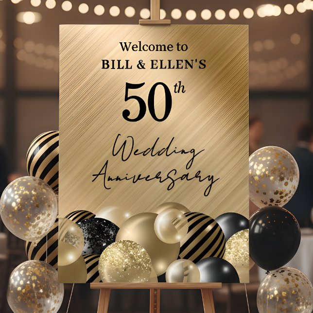 Elegant Guld 50-års bröllopsjubileum Poster (Skapare uppladdad)