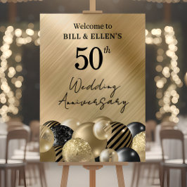 Elegant guld 50-års bröllopsjubileum välkomstskylt
