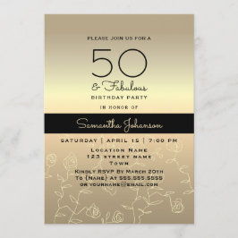 Elegant guld 50-årsdag inbjudningar