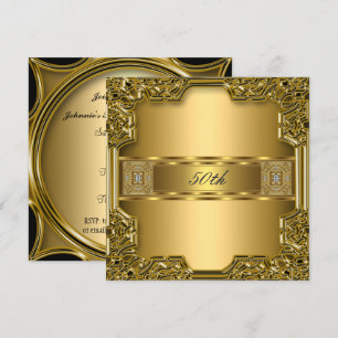 Elegant Guld 50-årsfirande Födelsedagsjubileum Gul Inbjudningar