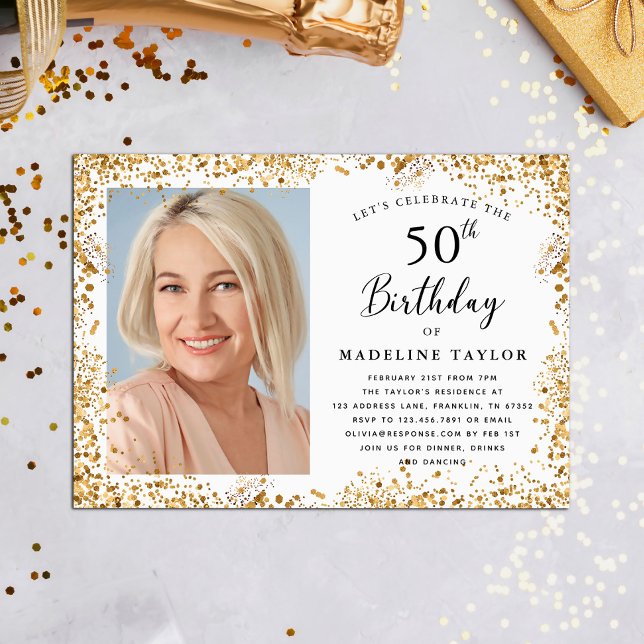 Elegant Guld 50-årsfirande Inbjudningar (Skapare uppladdad)