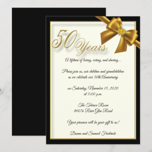 Elegant guld 50-årsjubileum inbjudningar
