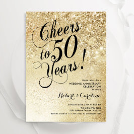 Elegant Guld 50-årsjubileum Inbjudningar