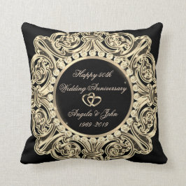 Elegant Guld 50:e Bröllop-årsdagen Kudde