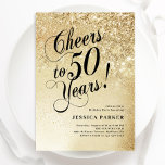 Elegant Guld 50:e födelsedagen Inbjudningar<br><div class="desc">Elegant 50 födelsedagsfest inbjudan. Elegantens utformning i faux glitter guld och svart. Innehåller typskriptteckensnitt och konfekti. Perfekt för en snyggts damdag i firande. Anpassa med dina egna detaljer. Berätta om du behöver anpassningsbarnas ålder. Skrivna Zazzle-inbjudningar eller digital utskrivbar mall för omedelbar nedladdning.</div>
