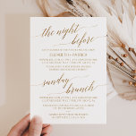 Elegant Guld 5 x 7" Rehearsal Dinner & Söndag Brun Inbjudningar<br><div class="desc">Den här eleganten är guld 5 x 7-tums repetitionsmiddag och söndag brunch-inbjudan perfekt för ett enkelt destinationsbröllop. Neutraltens utformning har ett minimalistiskt kort som är dekorerat med romantisk och vismisk faux-folie guld typografi. Obs! Den här designen har inte äkta guld-folie. Det är en grafik av hög kvalitet som framställs som...</div>
